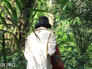 African girl in search of firewood in the bush got fuck by a bush man