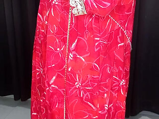Sexy hot red indian house wife wear suit