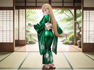 Lazy Japanese Corridor Morning, She Breathes Heavy Touching Her Chest with a Hazy Gaze Waiting for Your Touch