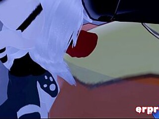 Anime girl Beizel gets her Virtual Reality Chat thrill from sucking and