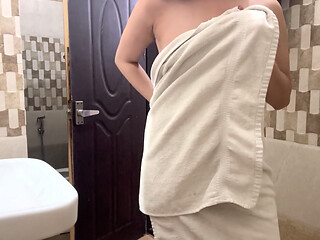Hot girl fingering hairy pussey in bathroom