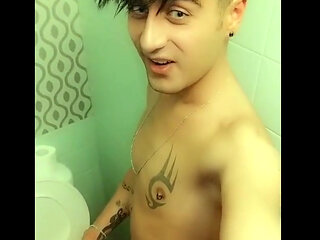 Twink Piss Through Sounding Tube at the College Bathroom - Cock Sounding