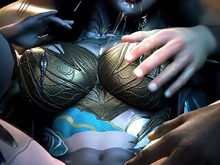 3D Cosplay Model Wearing Sexy Dress Have Gangbang Sex