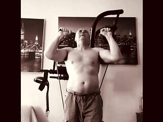 Fit Old Man Masturbating After Workout