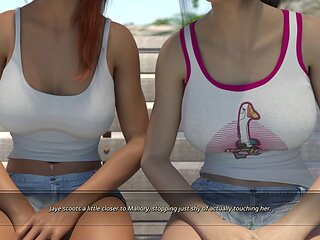POV wank scene in an adult visual novel featuring a hot mom