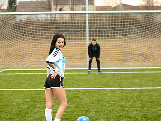 Giving the football player a massage and a hard cock