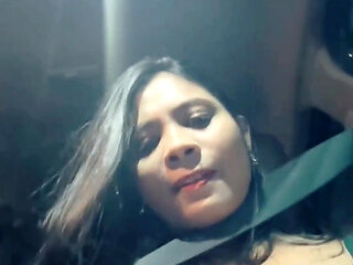 Show Big Boobs in Car When Going to Drive.