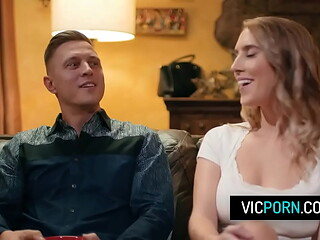 Hot milf wife Cadence Lux fucks with her husband college buddy while he watches