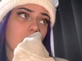 Petite teen gives a wet and wild blowjob
