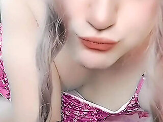 Without Hands Candy Ladyboy Babe Shemale Pre Cumming Masturbation Workout With Cute Legs