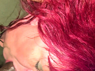 Redhead BBW Granny Eating Dick