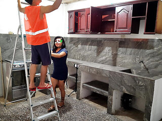 Amazing! I Have Sex with the Roof Cleaner. Real Sex Standing up