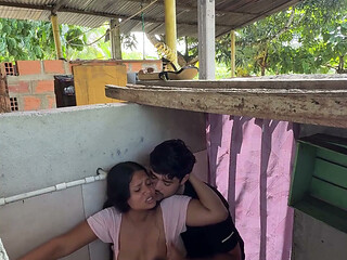 Horny Stepsister Calls Her Husband's Stepcousin From the Bathroom to Have Him Fuck Her