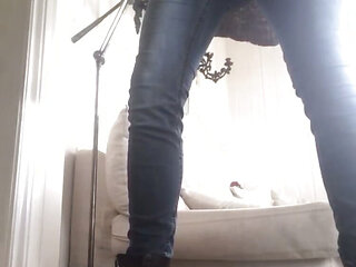 In my friends tight jeans and her small tight doc martens boots