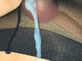 I Stole Black Pantyhose From a Friend's Stepmom in Her Room at Night and Immediately Put Them on and Cum Hard Through