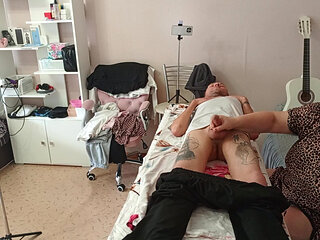 Stepmom Sucks and Jerks off My Dick on the Massage Table and Swallows Cum