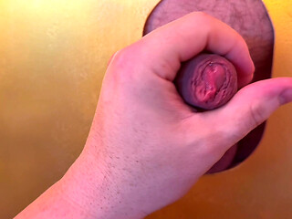 At the golden gloryhole a horny cock fucks my wet mouth pussy