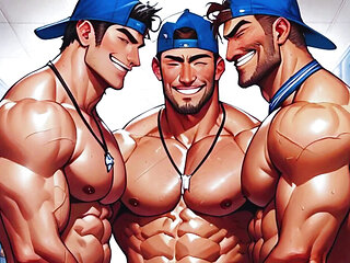Hugby's Team Makes a Gangbang with Oil in the Locker Room