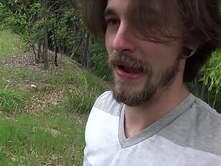 Bearded Tattooed Gauge Deepthroats Before Outdoor Ride