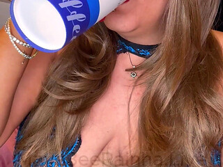 Brazilian BBW MILF Goddess in Lace Lingerie & Saggy Tits Smoking While Opening Michael Kors Shoes