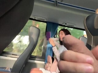 Public bus POV handjob climax with Katty West