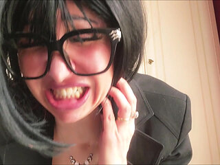 The secretary has too much air in her belly