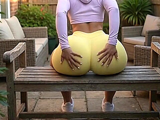 Petite Big Ass Stepsister Sitting with Her Huge Ass in the Backyard