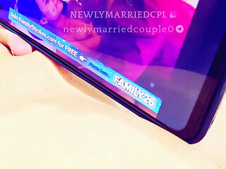Husband watching Desi Indian wife using vibrator on big lips pussy
