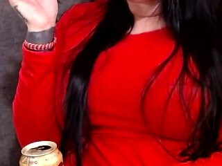 Lady in Red Smoking Cougar