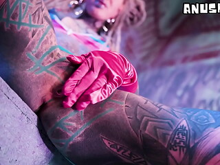 Tattoo slut solo DP with Toys, Anal Masturbation &amp_ ATM