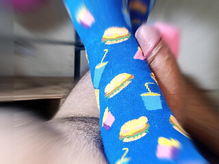 Straw with Feet Wearing Very Funny Stockings