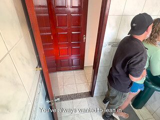 A relative rubs against his step-niece in the bathroom.