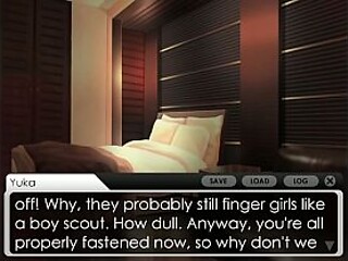 Lesbian friends play a smutty vore visual novel together
