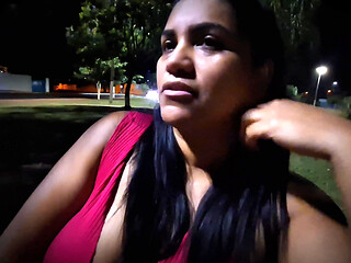 Nicoly Mattos Flashing Hairy Pussy and Big Tits in Square