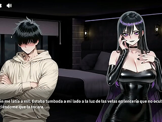 La gotica pervertida logro encerrarme con ella y me hizo follarla TODA la noche, hasta dejarme las bolas secas