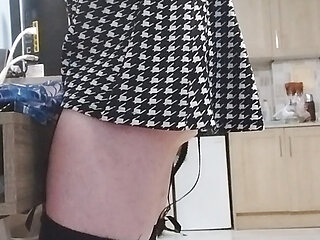 My new short. tight dress turns me on so much i can't hold back my erection, so I decided to fuck and jerk off until I cum