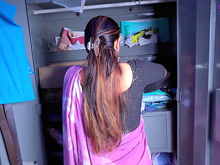 Big ass desi maid caught theft owner'_s panty then her hubby fucked her hairy pussy in doggystyle with Hindi Audio