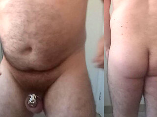 Come shower with bear in chastity