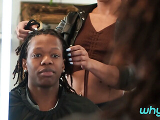 Hot bi trio shares cocks at the barbershop