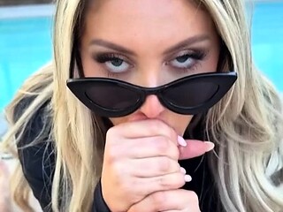 Blowjob masterpiece delivered by beautiful blonde MILF