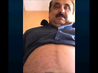 Fat Turkish Grandpa Strokes His Cock