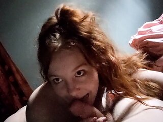 Skinny brunette MILF sucks and fucks a big cock