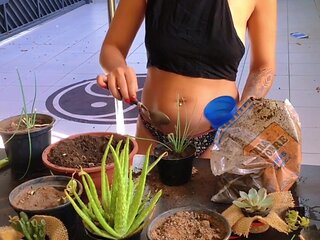 Daily Life of a Hottie - Arranging Her Plants