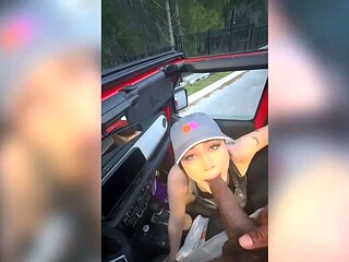 Brunette Slut Takes a BBC Blowjob and Cumshot in Car just