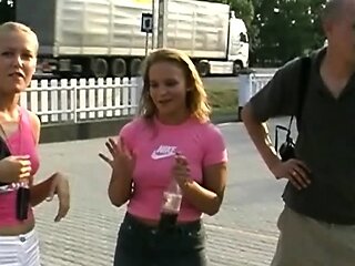 Busty amateur blonde banged in public outdoor