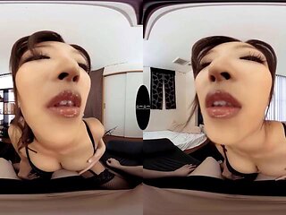 Cute asian in black lingerie POV
