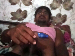 Black penis with big head and massaged by hand