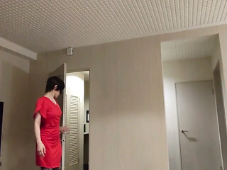 Mature beauty sucks and sounds sexy cock on sofa