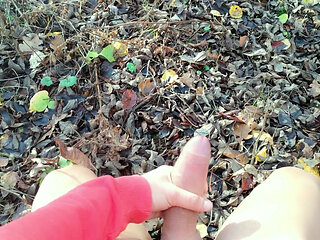 Outdoor Cumshot on Dry Leaves ( Autumn Outdoor )