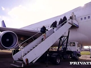 Stunning blonde Mia Malkova gives a deepthroat blowjob in the Mile High Club
